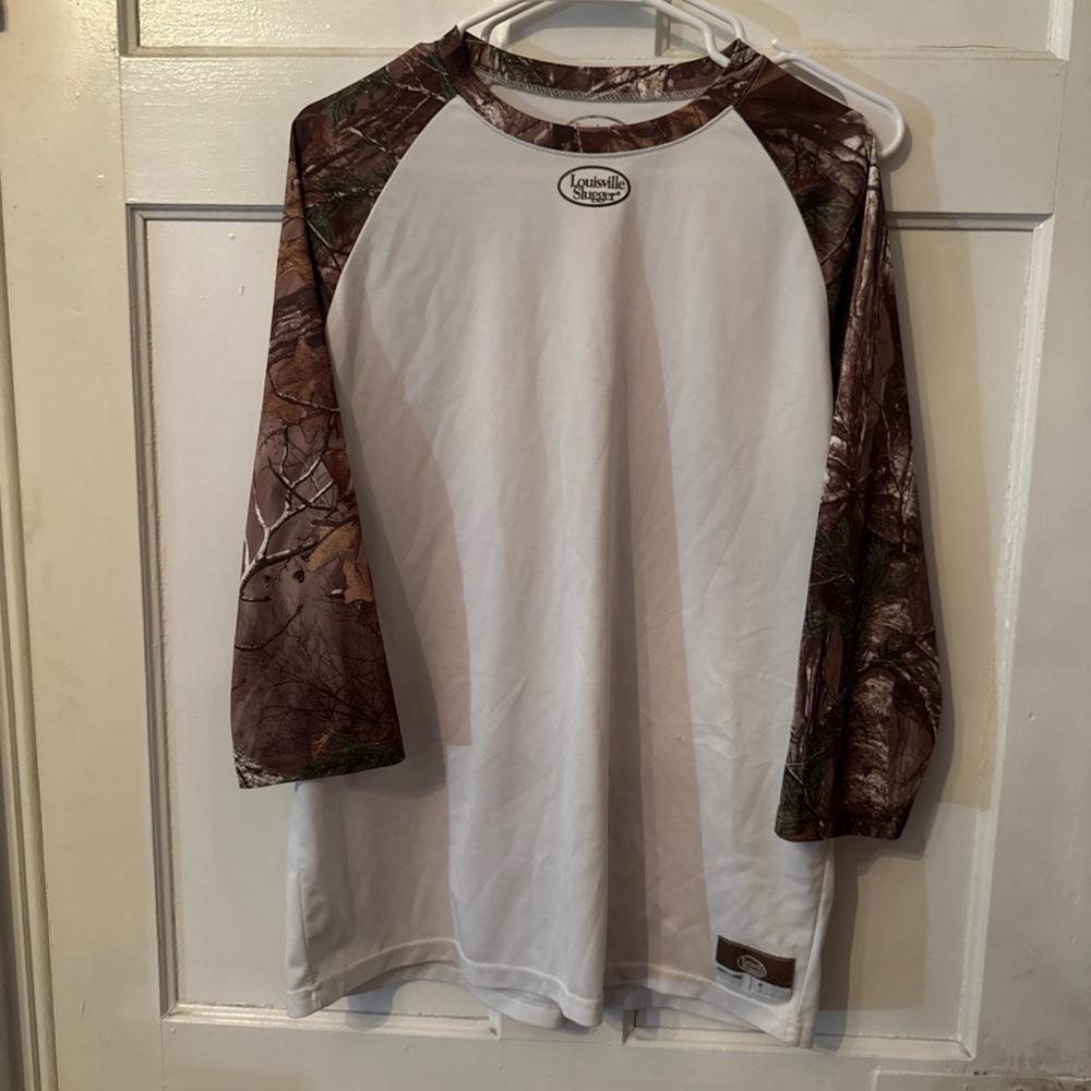 Louisville Slugger Men's Baseball Raglan T-Shirt Camo White Size Large